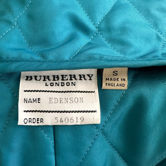 Burberry Nova Check Teal Blue Quilted Jacket Women’s S - Picture 8 of 9